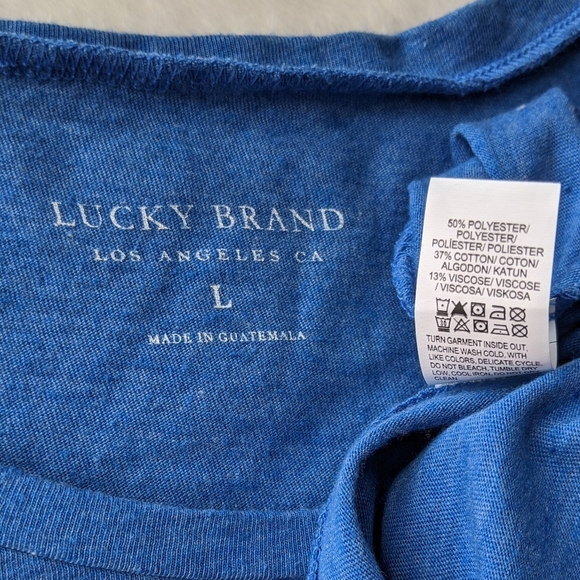 Lucky Brand Tee Pineapple Print Scoop Neck Short Sleeve Blue L NWOT - Picture 12 of 12